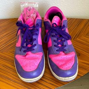 Nike pink purple sneakers with THE PURPS written on the sides